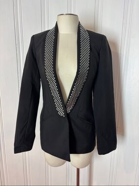 Black Studded Shawl Collar Evening Jacket / Blazer | Size Small